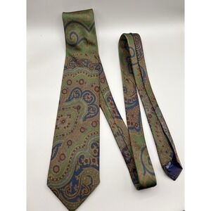 Designer Vintage/Retro Burberrys -‎ Burberry Tie - Pre-1999 Green Paisley